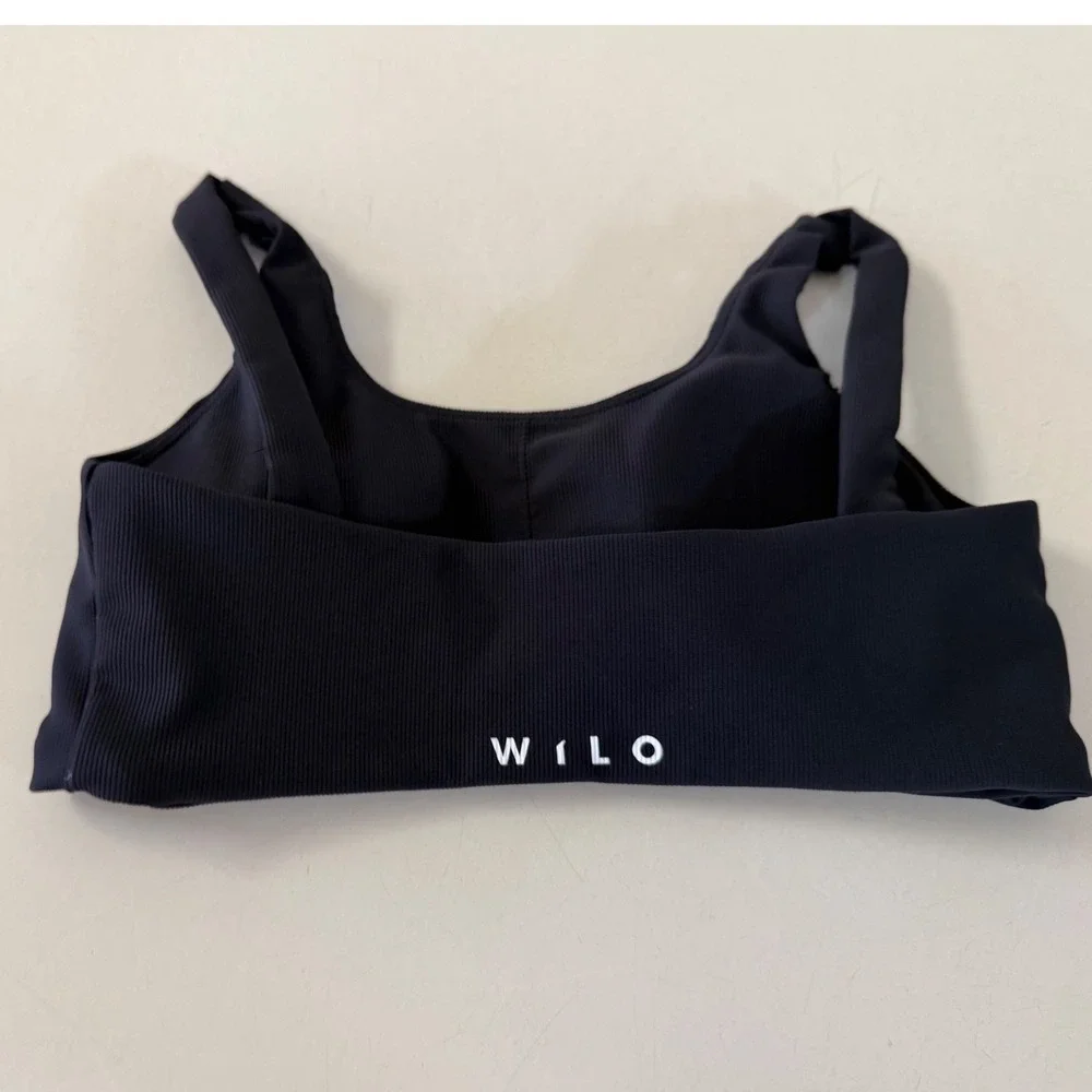 Wilo Melbourne Australia Ribbed Sports Bra Black XS Scoop Neck